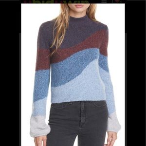 VERONICA BEARD Alexey Stripe Mock Neck Sweater